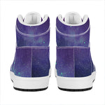 Purple Turquoise Galaxy Space Print High Top Leather Sneakers