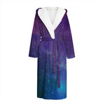 Purple Turquoise Galaxy Space Print Hooded Bathrobe