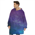 Purple Turquoise Galaxy Space Print Hoodie Blanket