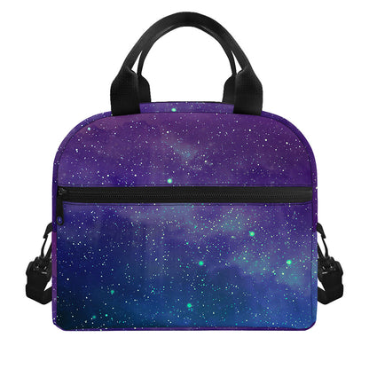 Purple Turquoise Galaxy Space Print Insulated Lunch Bag