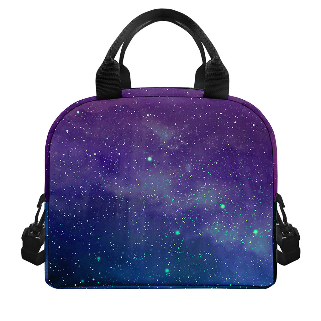 Purple Turquoise Galaxy Space Print Insulated Lunch Bag