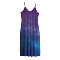 Purple Turquoise Galaxy Space Print Jersey Midi Cami Dress