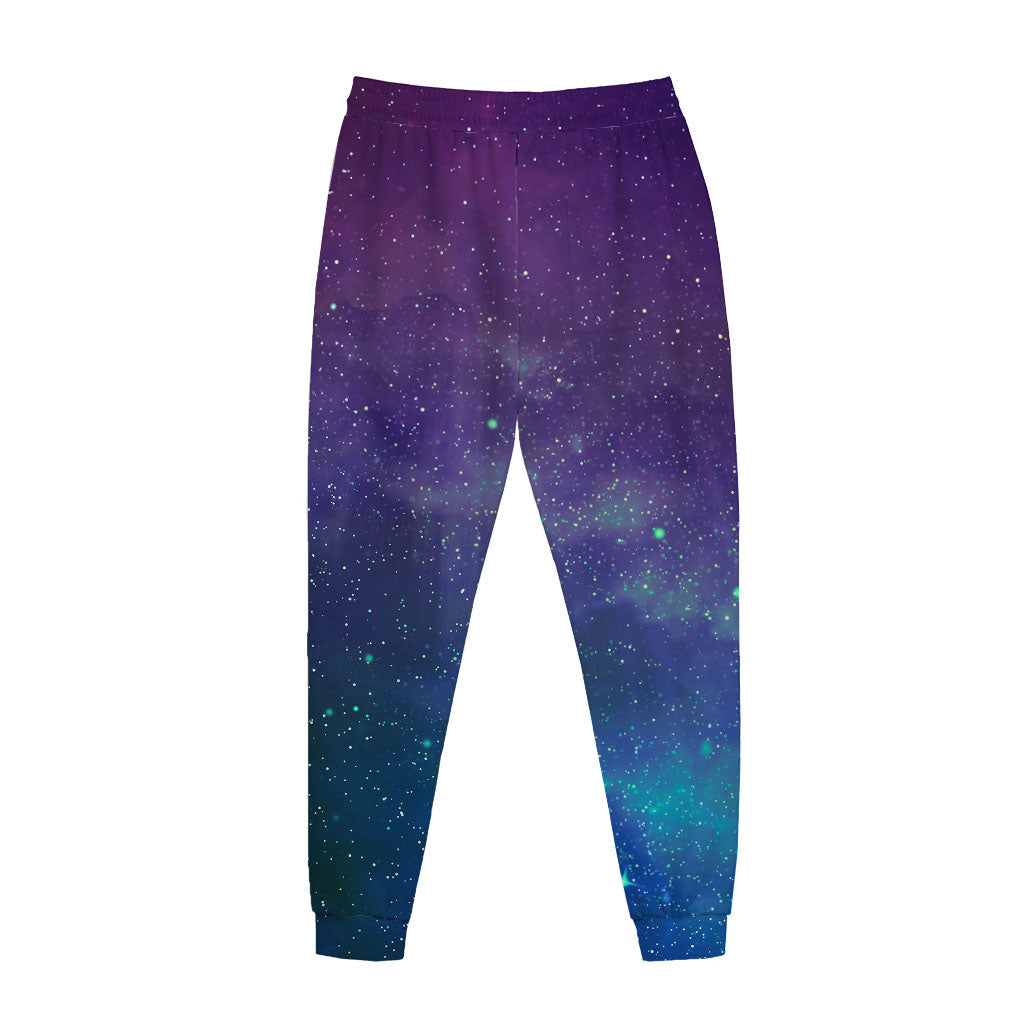 Purple Turquoise Galaxy Space Print Jogger Pants