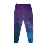 Purple Turquoise Galaxy Space Print Jogger Pants