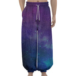 Purple Turquoise Galaxy Space Print Lantern Pants