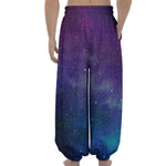 Purple Turquoise Galaxy Space Print Lantern Pants