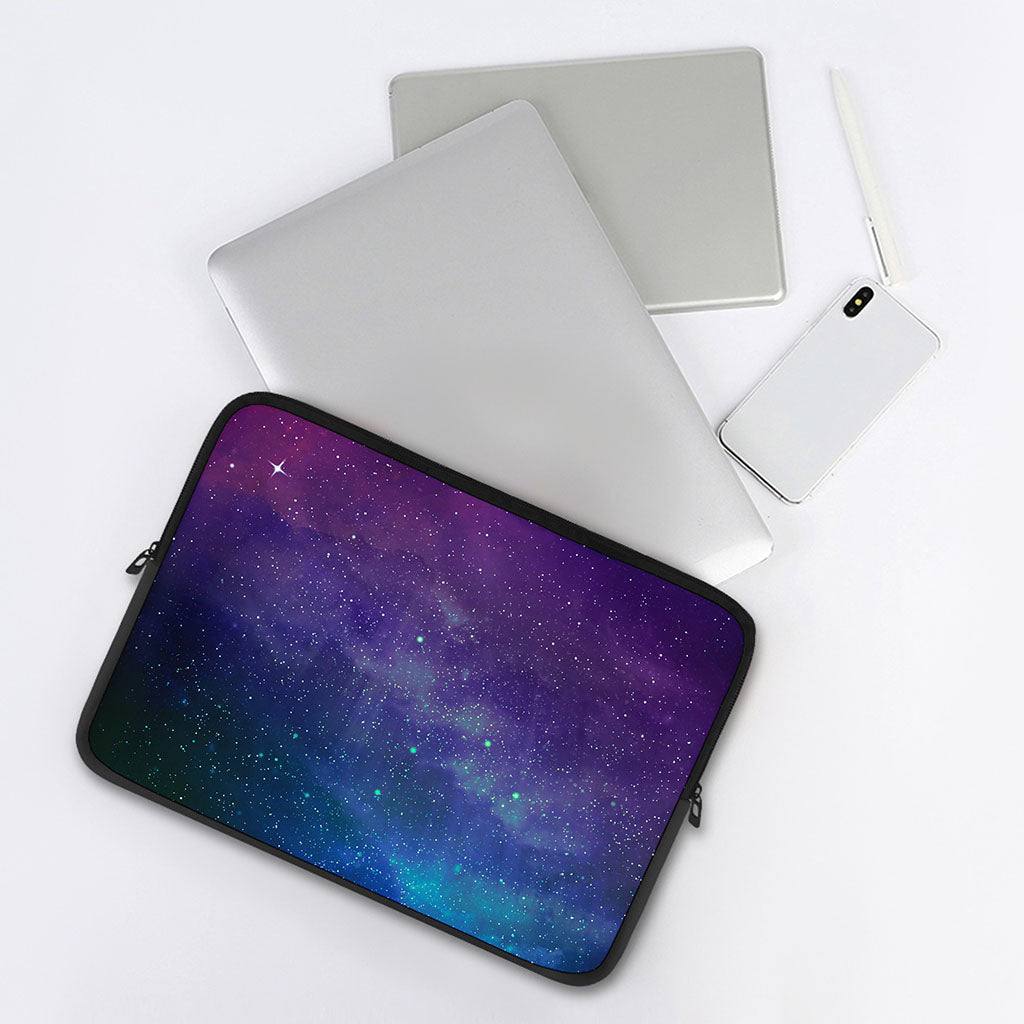 Purple Turquoise Galaxy Space Print Laptop Sleeve