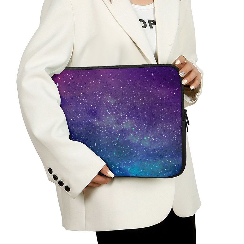 Purple Turquoise Galaxy Space Print Laptop Sleeve
