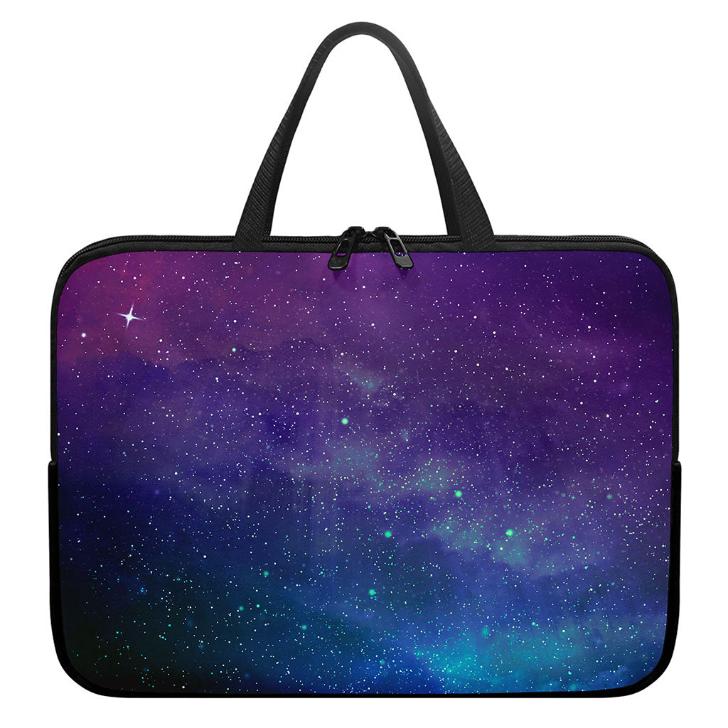 Purple Turquoise Galaxy Space Print Laptop Sleeve With Handle