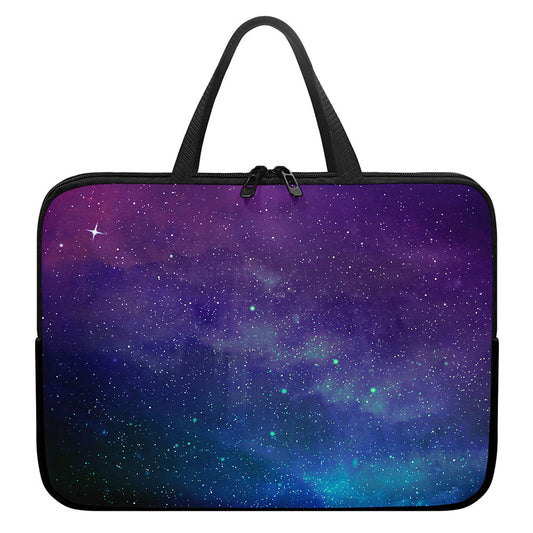Purple Turquoise Galaxy Space Print Laptop Sleeve With Handle