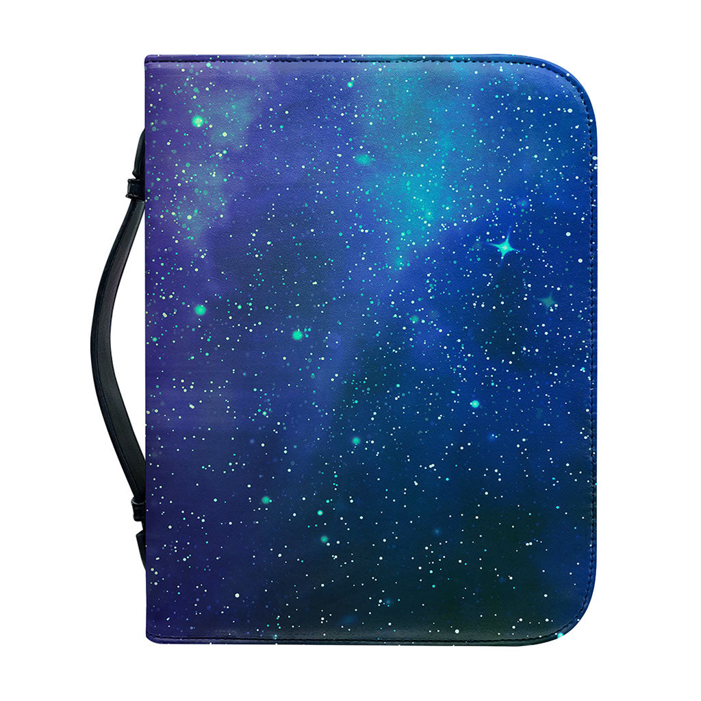 Purple Turquoise Galaxy Space Print Leather Bible Cover