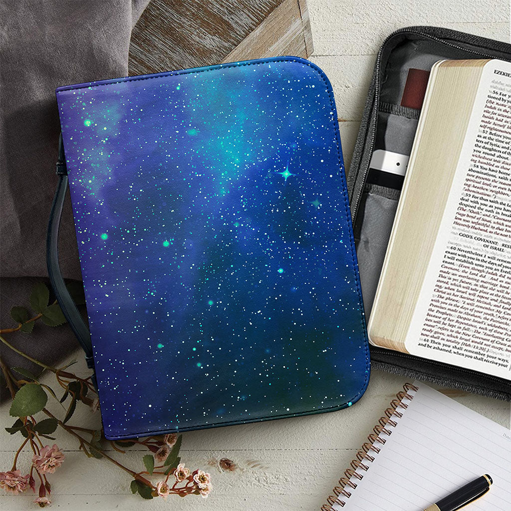Purple Turquoise Galaxy Space Print Leather Bible Cover