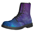 Purple Turquoise Galaxy Space Print Lace-Up Boots
