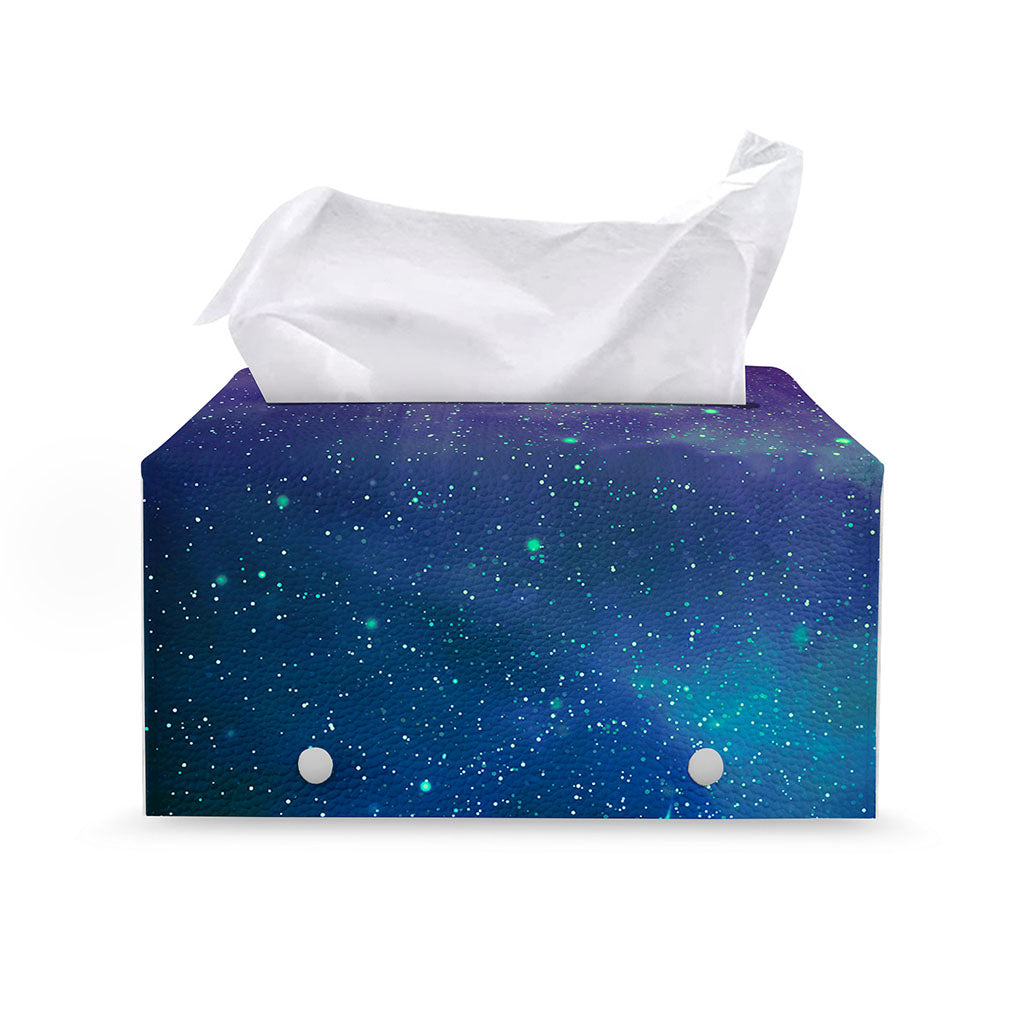 Purple Turquoise Galaxy Space Print Leather Tissue Box Cover