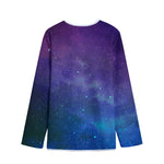 Purple Turquoise Galaxy Space Print Long Sleeve Short Coat