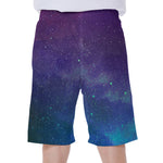 Purple Turquoise Galaxy Space Print Men's Beach Shorts