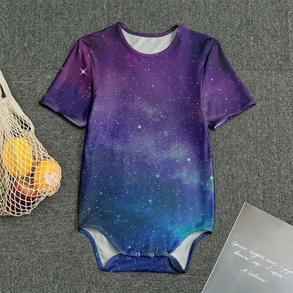 Purple Turquoise Galaxy Space Print Men's Bodysuit