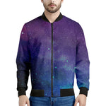 Purple Turquoise Galaxy Space Print Men's Bomber Jacket