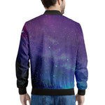 Purple Turquoise Galaxy Space Print Men's Bomber Jacket