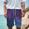 Purple Turquoise Galaxy Space Print Men's Cargo Shorts