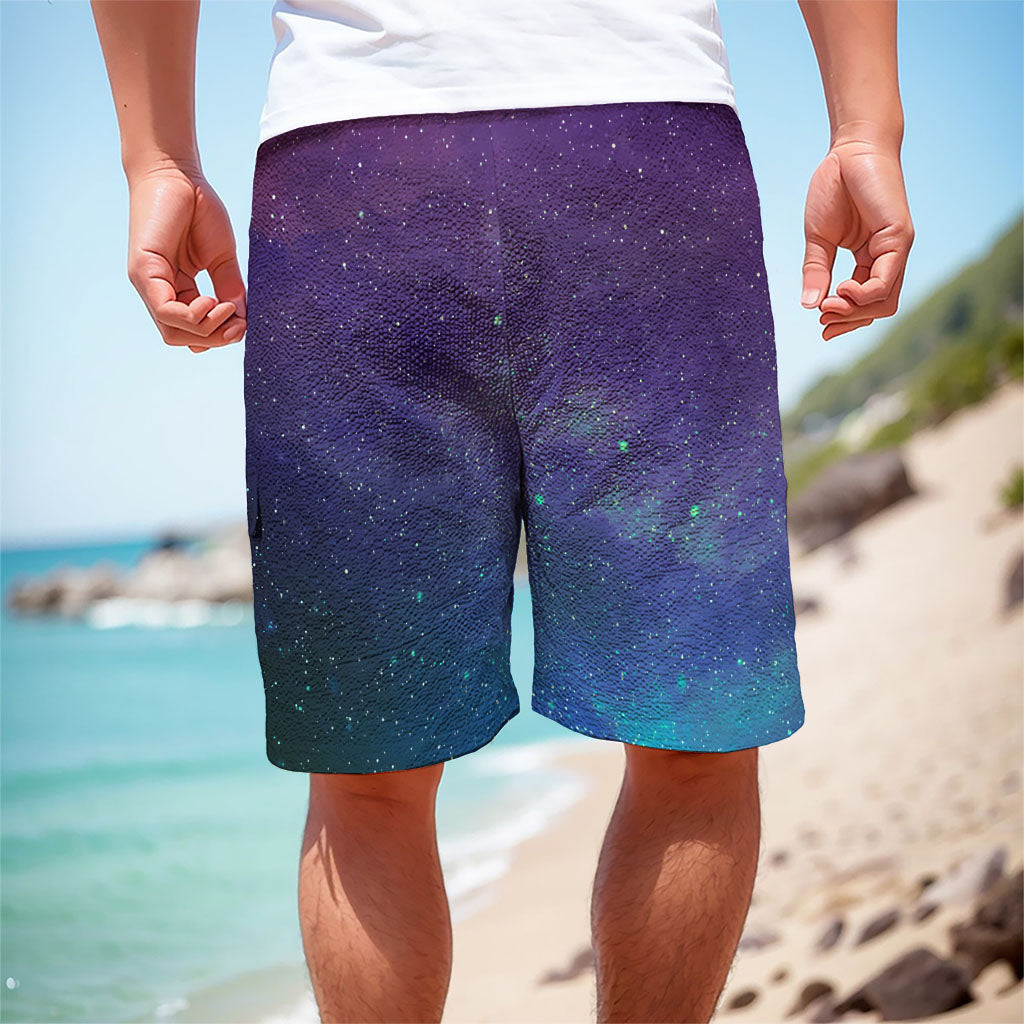 Purple Turquoise Galaxy Space Print Men's Cargo Shorts