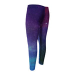Purple Turquoise Galaxy Space Print Men's Compression Pants