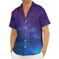 Purple Turquoise Galaxy Space Print Men's Deep V-Neck Shirt