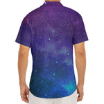 Purple Turquoise Galaxy Space Print Men's Deep V-Neck Shirt
