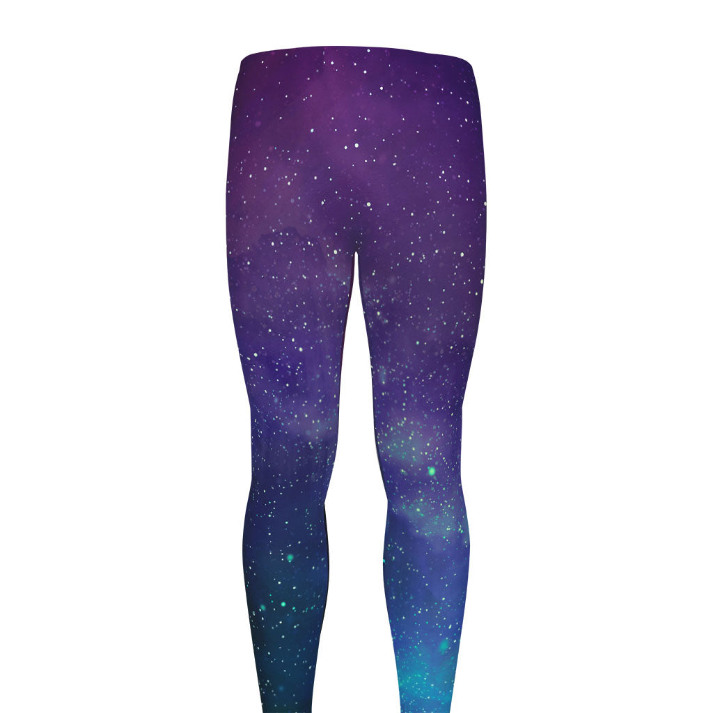 Purple Turquoise Galaxy Space Print Men's leggings