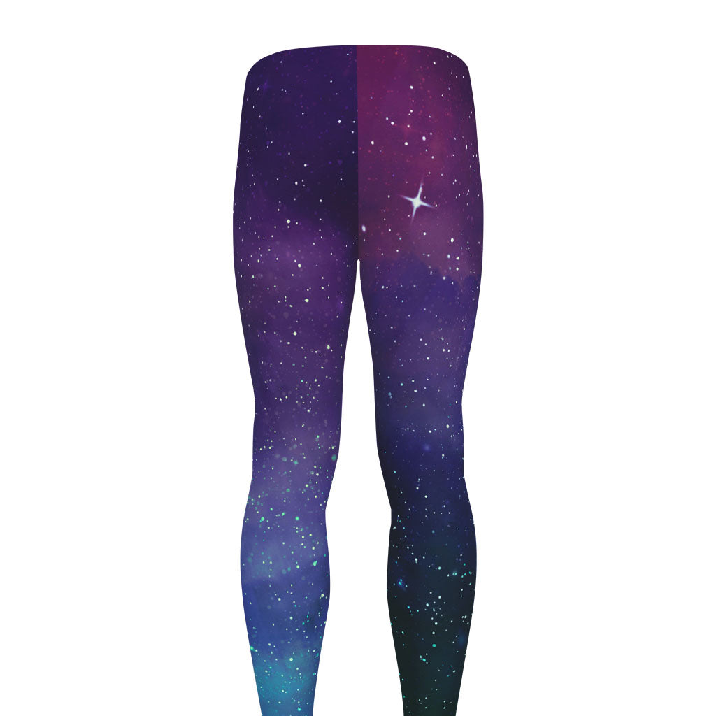 Purple Turquoise Galaxy Space Print Men's leggings