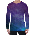 Purple Turquoise Galaxy Space Print Men's Long Sleeve T-Shirt