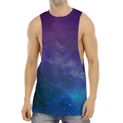 Purple Turquoise Galaxy Space Print Men's Muscle Tank Top