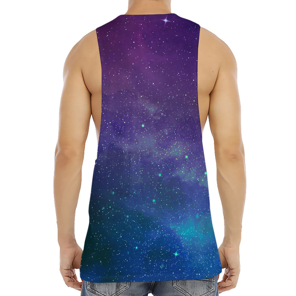 Purple Turquoise Galaxy Space Print Men's Muscle Tank Top