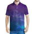 Purple Turquoise Galaxy Space Print Men's Polo Shirt