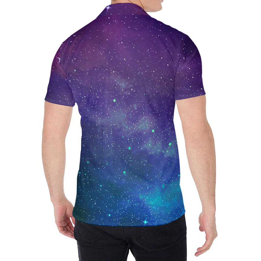Purple Turquoise Galaxy Space Print Men's Shirt