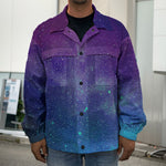 Purple Turquoise Galaxy Space Print Men's Shirt Jacket
