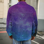 Purple Turquoise Galaxy Space Print Men's Shirt Jacket