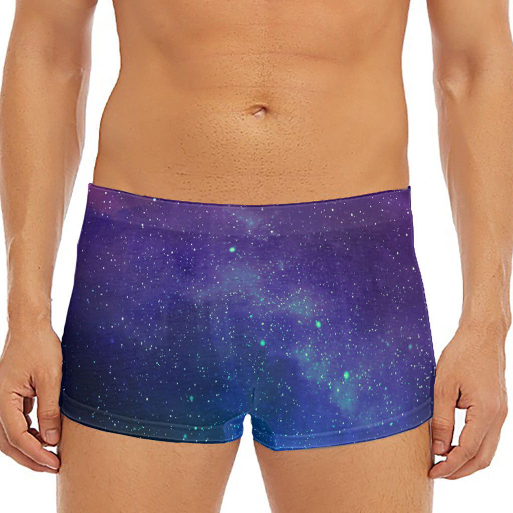 Purple Turquoise Galaxy Space Print Men's Short Boxer Briefs