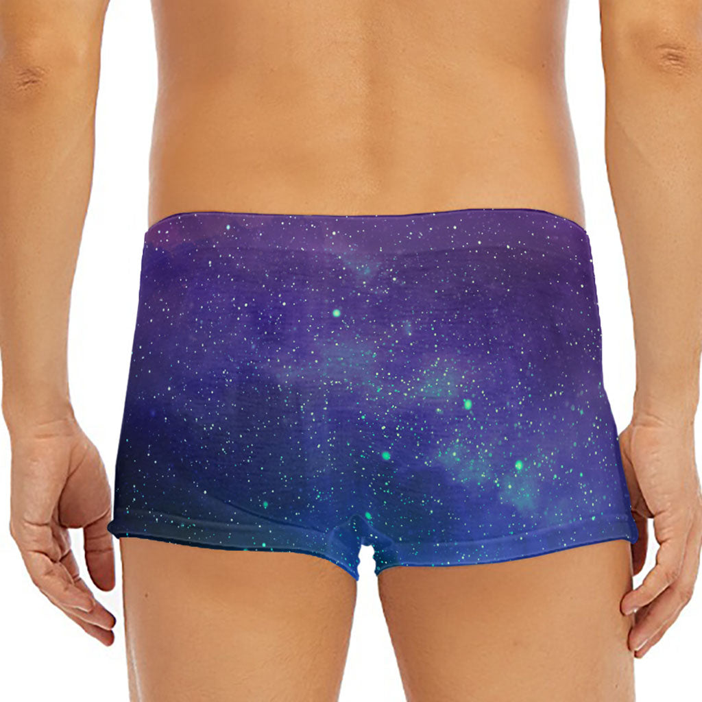 Purple Turquoise Galaxy Space Print Men's Short Boxer Briefs