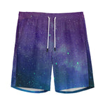 Purple Turquoise Galaxy Space Print Men's Sports Shorts