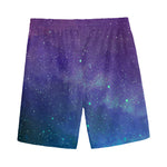 Purple Turquoise Galaxy Space Print Men's Sports Shorts