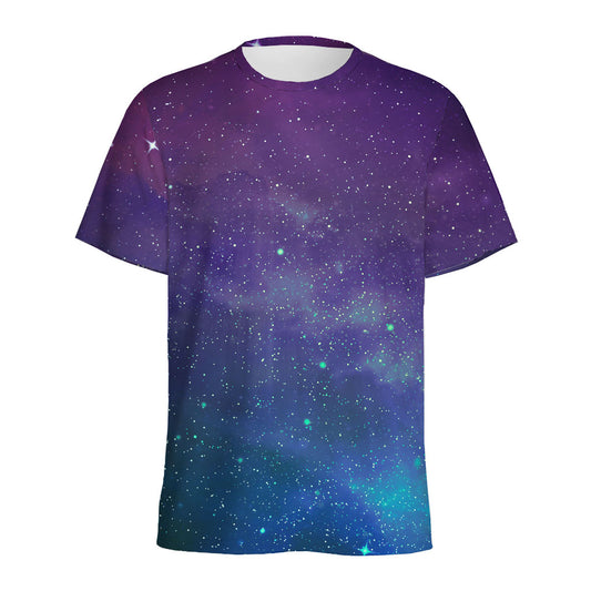 Purple Turquoise Galaxy Space Print Men's Sports T-Shirt
