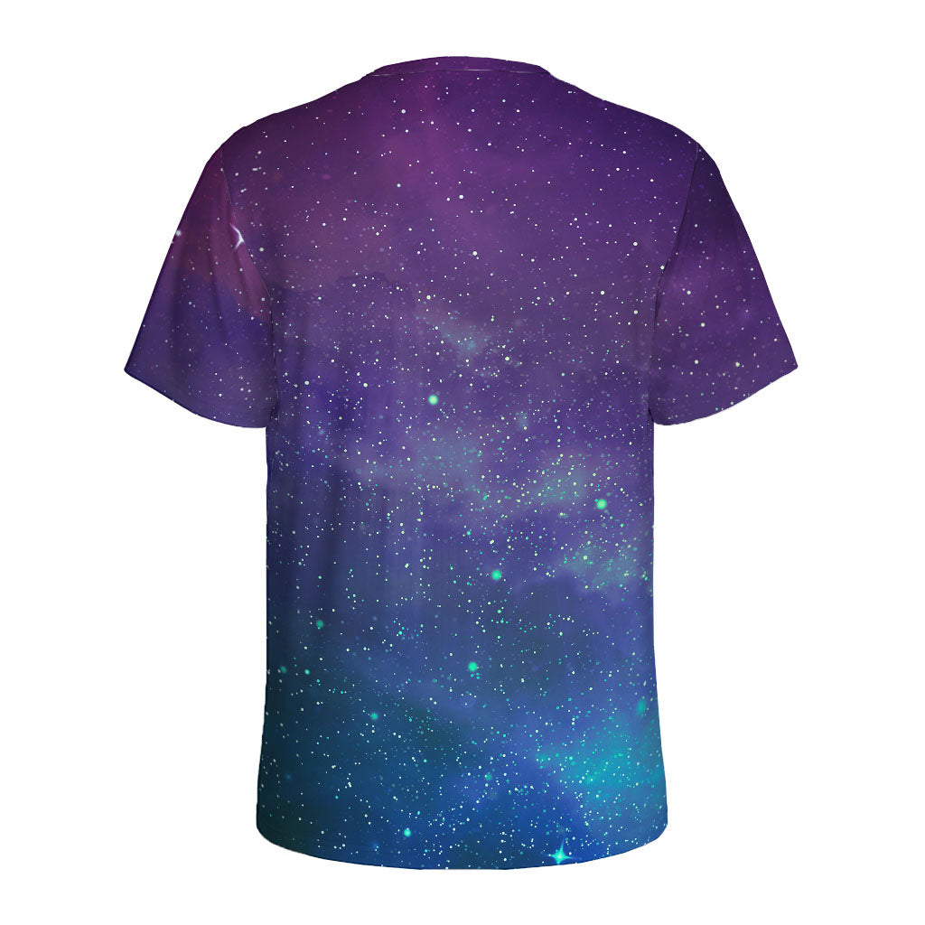 Purple Turquoise Galaxy Space Print Men's Sports T-Shirt