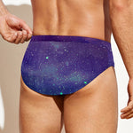 Purple Turquoise Galaxy Space Print Men's Swim Briefs