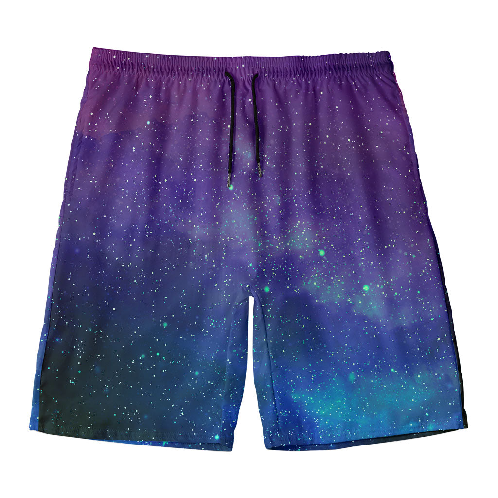 Purple Turquoise Galaxy Space Print Men's Swim Trunks