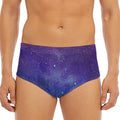 Purple Turquoise Galaxy Space Print Men's Triangle Swim Briefs