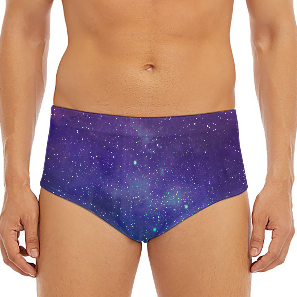 Purple Turquoise Galaxy Space Print Men's Triangle Swim Briefs