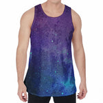 Purple Turquoise Galaxy Space Print Men's Velvet Tank Top