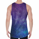 Purple Turquoise Galaxy Space Print Men's Velvet Tank Top