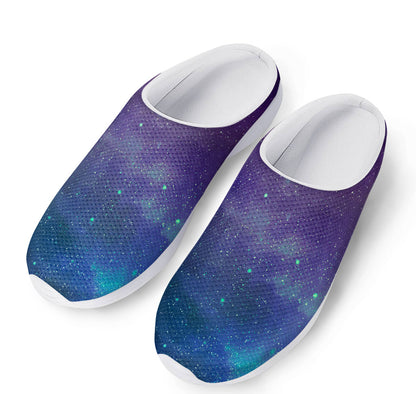 Purple Turquoise Galaxy Space Print Mesh Casual Shoes